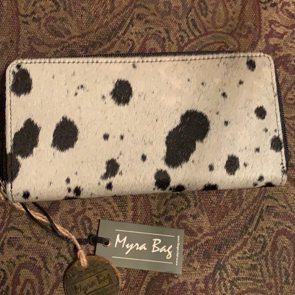 Myra Black, white hairon leather wallet, handmade - Picture 8 of 10